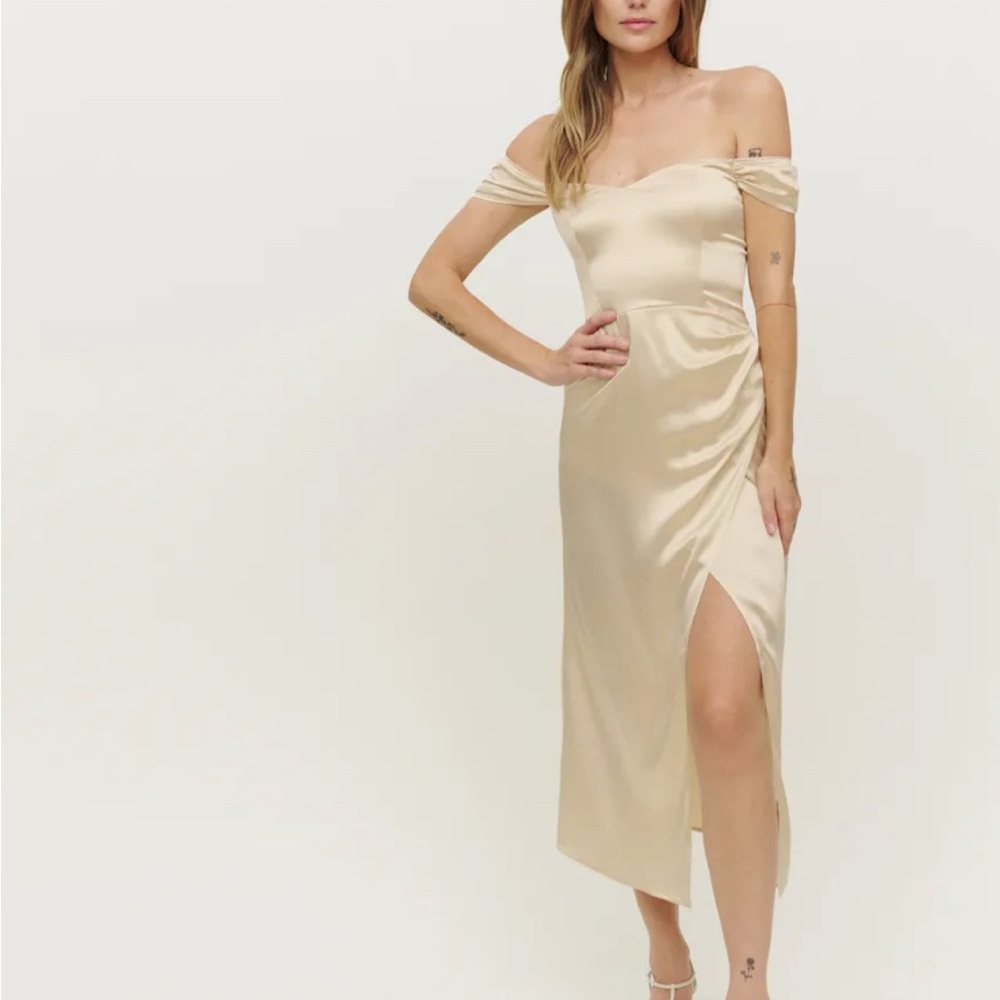 Elegant Off-Shoulder Cream Dress